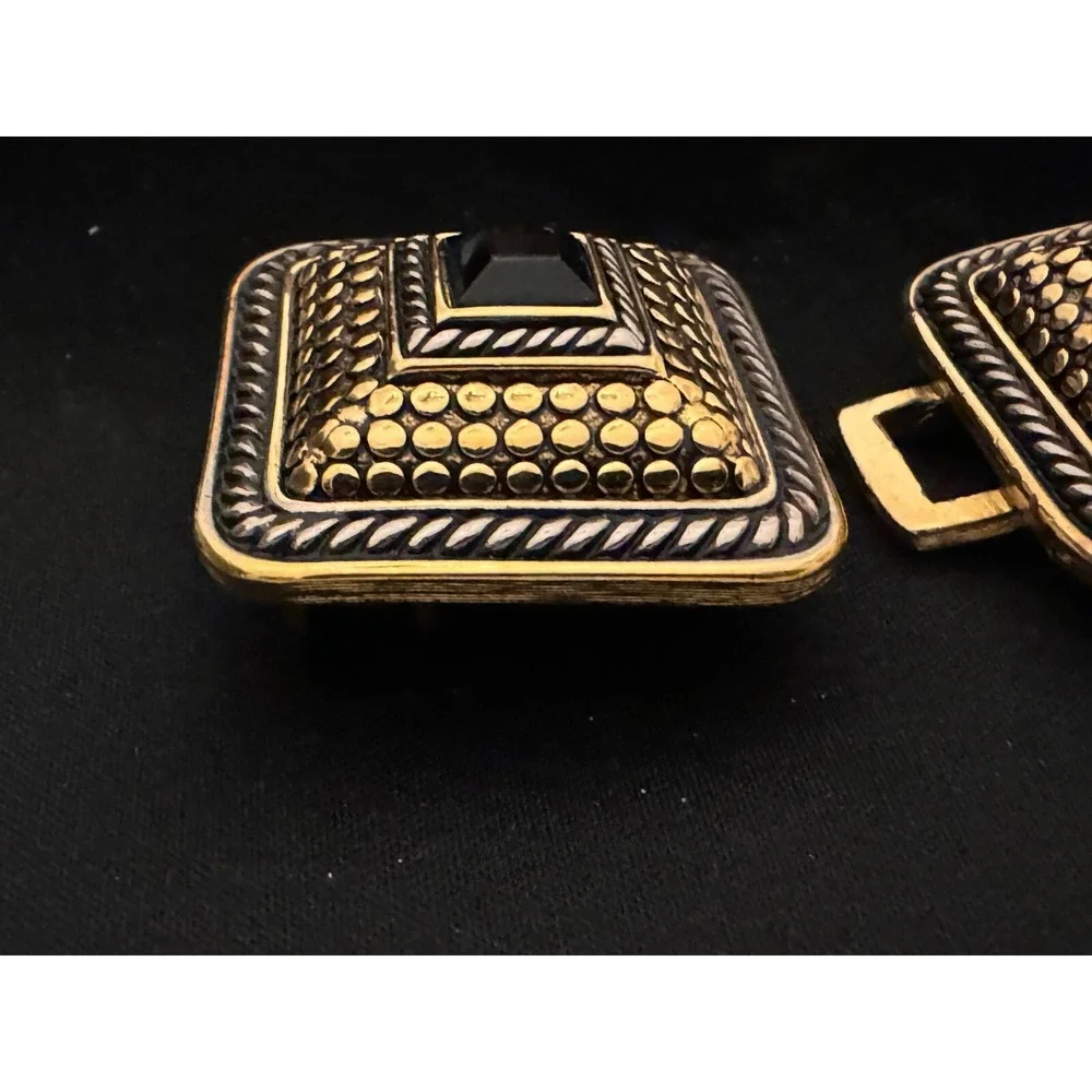 Vintage Paquette Mixed Metal‎ 2 Piece Interlocking Belt Buckle Rhinestone